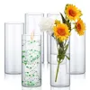 6pcs Glaszylinder Vasen hohe Zylindervase schwimmende Kerzenhalter klare Blumenvase für Blumenhochhäuserdekoration