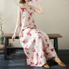 Casual Dresses Print Floral Thin Light Soft Cotton Loose Bohemia Long Dress For Women Summer Holiday Outdoor Travel Beach Tank