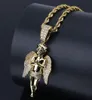 Mens Hip Hop 18k Gold Plated Necklace Iced Out Angle Pendant Fashion Necklaces Jewelry5013812