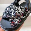 Sandals Sequin Summer Childrens Shoes 3-6-12 Year Old Female Princess Girl Crystal Beach H240411