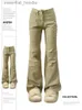 Damesjeans Jrjl Khaki kleurenbroek voor dames 2024 Nieuwe retro losse rechte high taille jeans mode casual volledige lengte wide been jeans c240411