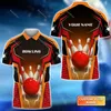 Benutzerdefinierter Name Bowling Strike 3D über alle gedruckten Herren Polo -Shirts Männliches Revers T -Shirt Unisex Sommer Turrenkragen T -Shirt weiblich Top