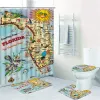 Mappa marautrice magica del mondo fantasy in Florida negli anni '70 Sunshine State Vintage Map Tende per doccia e tappetini per pavimenti