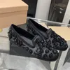 Balet Flats Designer Slipper Round Toe Rhinestone Pearl Bowtie Dress Women's Casual Crystal Loafers Flat Mesh Mary Jane Shoes Top Quality With Box