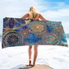 Toalhas de folga de toalhas de praia de tamanho grande, toalha de piscina de viagem boho mandala fria, areia leve grátis