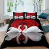 Swan Bedding Set Flowers Flowers Cover Duvet Capa King Birds Wildlife Quilt Cover para casal Man Man Festival Festival Party Decor