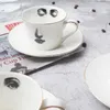 Cups Saucers Eye And Nose Coffee Cup Saucer Set Quality Bone ChinaTazza Afternoon Tea Supply Elegant Wedding Tableware Girl Friend Gift