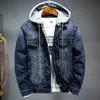 Мужчины черные/синие зимние джинсовые куртки Вершняя одежда теплое джинсовое покрытие гуще зимняя шерсть большого размера M-4xl 240327
