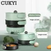 Multicookers Cukyi Portable Electric Frying Pan pliable Hotpot Travel Machine à soupe multifonctionnelle Maker en acier inoxydable 220V