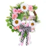 Decoratieve bloemen Q6PE Elegante kunstmatige kerstkrans 22.8 in voordeurdecoratie met boogbloem