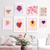 Abstract Eyes Hand Heart Pink Leopard Tiger Flower Wall Art Print Canvas Målning Nordisk affischdekor Bilder för vardagsrum