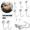 10pcs neu 2# Haken 0,7/1,0/1,8/2,5/3,5/5G Soft Lure Rockfish Fishing Hooks Finesse Jig Headhaken für Wurm Ultralight Ajing Rod