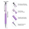 1pcs bling 2 en 1 colorido con toque capacitivo de cristal stylus lápiz lápiz lápiz negros tinta de tinta gel suministros de la escuela de la escuela