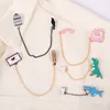 Cadeia criativa pendente de animais Pinis de esmalte de planta pinos de cerveja Champagne Whale Bee Dinosaur Cat Fishing Rabbit Alloy Broche Jewelry