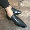 Casual Shoes Men's Pointed British Style Business Carved Leather Slip-on Black Banquet Wedding