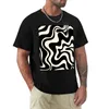 Retro Liquid Swirl Résumé Modèle en noir et amande T-shirt Blouse Sports Fan T-shirts T-shirt surdimensionné Men T-shirt