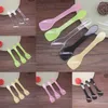 Disposable Flatware 100Pc Transparent Spoons Colorful Plastic Ice Cream Dessert Pudding Spoon Party Mini Size Cutlery