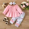 Broek patpat pasgeboren babymeisje kleding baby's items 95% katoenen franje off schouder longsleeve top olifantenbroek met hoofdband set