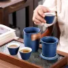 Creative Portable Travel Tea Set 1 Teapot 3 Cups 1 Tea Bag Coffeeware Teaware Gaiwan Teeware Teware Cups and Mugs Chinese Pot