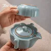 Teaware Sets Boutique Chinese Ru Kiln -theeset Handgemaakte keramiek Portable Travel Teaset Huishouden Making Pot Ceremony Office