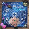Galaxy Space Zodiac Wheel Tarot Tablecloth Velvet Altar Cloth 12 Constellations Oracle Card Pad Mandala Astrology Tapestry Blue