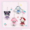 Animaux en peluche en peluche dessin animé mignon vinaigrette chat chat grand chien à oreilles kuromi p jouet poupée kechain grab hine pendant gouttes livraison toys gi otomf