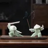 Ceramic Samurai Knight Tea Pet Present rökelse Stick figur Bord Decoration Warrior Statue Kung Fu Sculpture Home Decor 240411