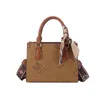 Wholesale ladies shoulder bag 2 color simple large-capacity printed handbag elegant atmosphere ribbon tote bag multifunctional leather backpack 2902# Small
