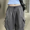 Donne pantaloni da carico che corse Y2K Harajuku Scipio gamba larga jogger femminile hip hop pantaloni oversize di colore solido 240411