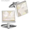 Couchettes Hawson Square Mother of Pearl / Grey Seashell Cuffushs Fashion Triangle Shell Mens Bouton Cuff Best Cadeaux pour les hommes de mariage Cuffl Y240411