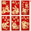 6pcs 2023 Enveloppe rouge chinois Nouvel An enveloppes Hong Bao Rabbit Lucky Pocket Packet Enveloppe