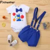 Trousers Prowow My 1st Birthday Outfit for Boy Balloons Romper Strap Overalls Pants 2pcs Birthday Baby Boy Clothes Cask Smash Outfit