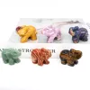 1.5 "Elefantstaty Natural Stones Rose Quartz Obsidian Amethyst Healing Crystals Carved Animal Craft Figurer Gem Home Decor