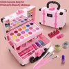 Barn makeup kosmetika Spela Box Makeup Girl Toy Play Set Lipstick Eye Safety Nontoxic Toys Kit For Girl