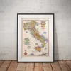 Carte vintage de l'Italie Food Vins Affiche d'aventure et imprimés Europe Retro Canvas Peinture murale Art Picture Bar Décoration de cuisine