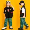 Barn som visar outfit Hip Hop Clothing Cargo Vest T Shirt Print Casual Street Jogger Pants For Girl Boy Jazz Dance Costume Clothes