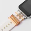 M-L English Letter Metal Charms Декоративное кольцо для Apple Watch Band Band Ornament Smart Watch Silicone Brap Accessories