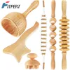 6 в 1 массаж древесной терапии, Maderoterapia Kit Home Wood Massager Roller Wood Gua Sha Roller Руководство по рулону деревянную фасцию массажер