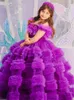 2024 Söt bollklänning Flower Girl Dresses Princess Feather Ruffles Combined Colorful Floral Baby Pageant Gowns Anpassa första Holy Communion Party Wed Wear