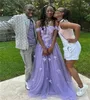 Платья для вечеринок Fairy Lilac 3D Florals Prome Платье 2024 г. с плечи.