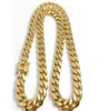 Fin 18k guldpläterad kedja smycken rostfritt stål högpolerad Miami kubansk länk halsband män punk 15mm trottoarkant dubbel säkerhet lås 9098968