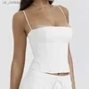 Women's Tanks Camis Summer Backless Zip Up Bustier Crop Tops Elegant Vintage Skinny Corset Tank Tops Y2K Women Chic Spaghetti Strap Camis Clubwear T240412