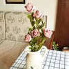 Flores decorativas 55 cm Artificial 5 cabezas té de peonía seda rosa falso para sala de estar de bricol