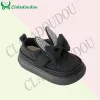 Sneakers 2023 New Kids Leather Sneakers med söta öron Sy Fashion Toddler Girls Boys Casual Shoes For Autumn, Antislip Baby Walkers