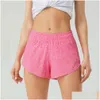 Dames tracksuits l-8240B hoogbouw yoga shorts ademende snelle stof bekleed kort 2,5 in lengte run druppel levering kleding kleding otikr