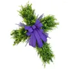 Flores decorativas Cross Garland Corona de lavanda artificial Decoración al aire libre Coronas de interior Decoración del hogar