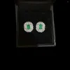 Stud Earrings Dazzling 925 Silver Emerald For Wedding 4mm 6mm 0.8ct Natural With 18K Gold Plated