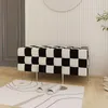 Luxury Checkerboard Bed End Stool Hallway Ottoman Furniture Fabric Sofa Stool Foot Step Stool Living Room Bench Changing Shoes S