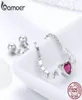 Ganzes Pink Red Crystal Love Heart Chain Link Verstellbarer Ring Schönheit Mädchen Frauen Hochzeit Engagement Jubiläumsgeburtstag S8326868