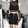 Tanks pour femmes Goth Dark Skull Fishnet Mall Gothic Femmes Tops Grunge Aesthetic Punk Black Crop Top avec Glove e-Girl Emo Alternative